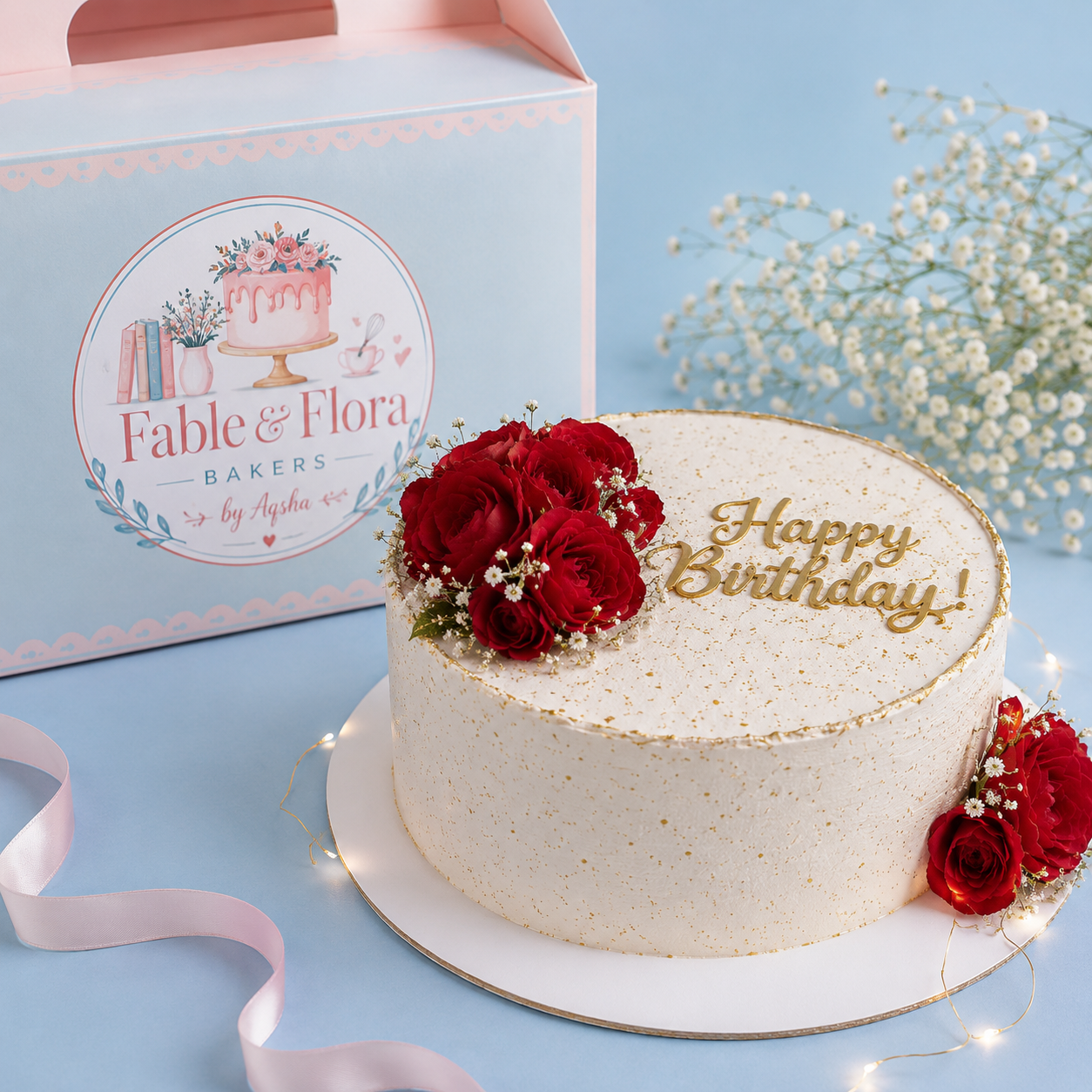 Custom  birthday cake by Fable and Flora